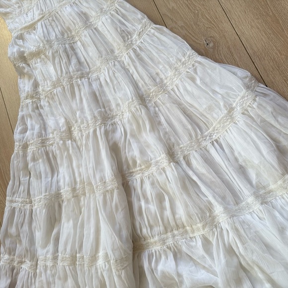 NWOT Abercrombie & Fitch Women’s Plunge Lace Tiered Maxi Dress White Size XXST - Picture 10 of 15